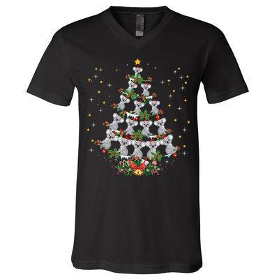 Funny Santa Koala Xmas Gift Koala Christmas Tree Long Sleeve V-Neck T-Shirt