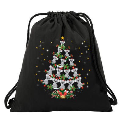 Funny Santa Koala Xmas Gift Koala Christmas Tree Long Sleeve Drawstring Bag