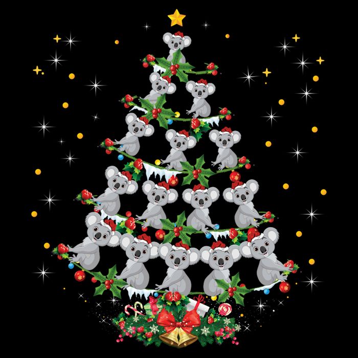Funny Santa Koala Xmas Gift Koala Christmas Tree Long Sleeve Drawstring Bag