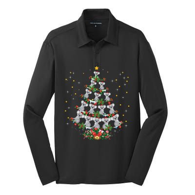 Funny Santa Koala Xmas Gift Koala Christmas Tree Long Sleeve Silk Touch Performance Long Sleeve Polo