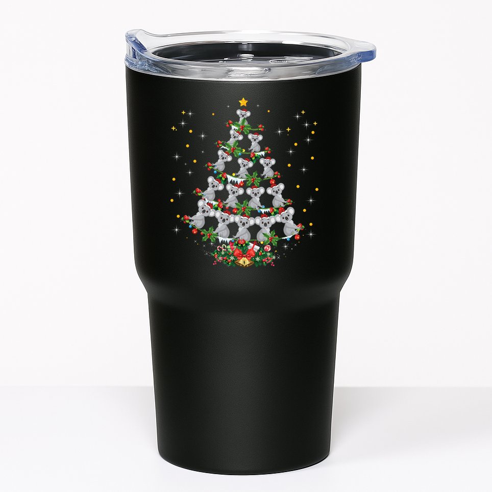 Funny Santa Koala Xmas Gift Koala Christmas Tree Long Sleeve Tumbler
