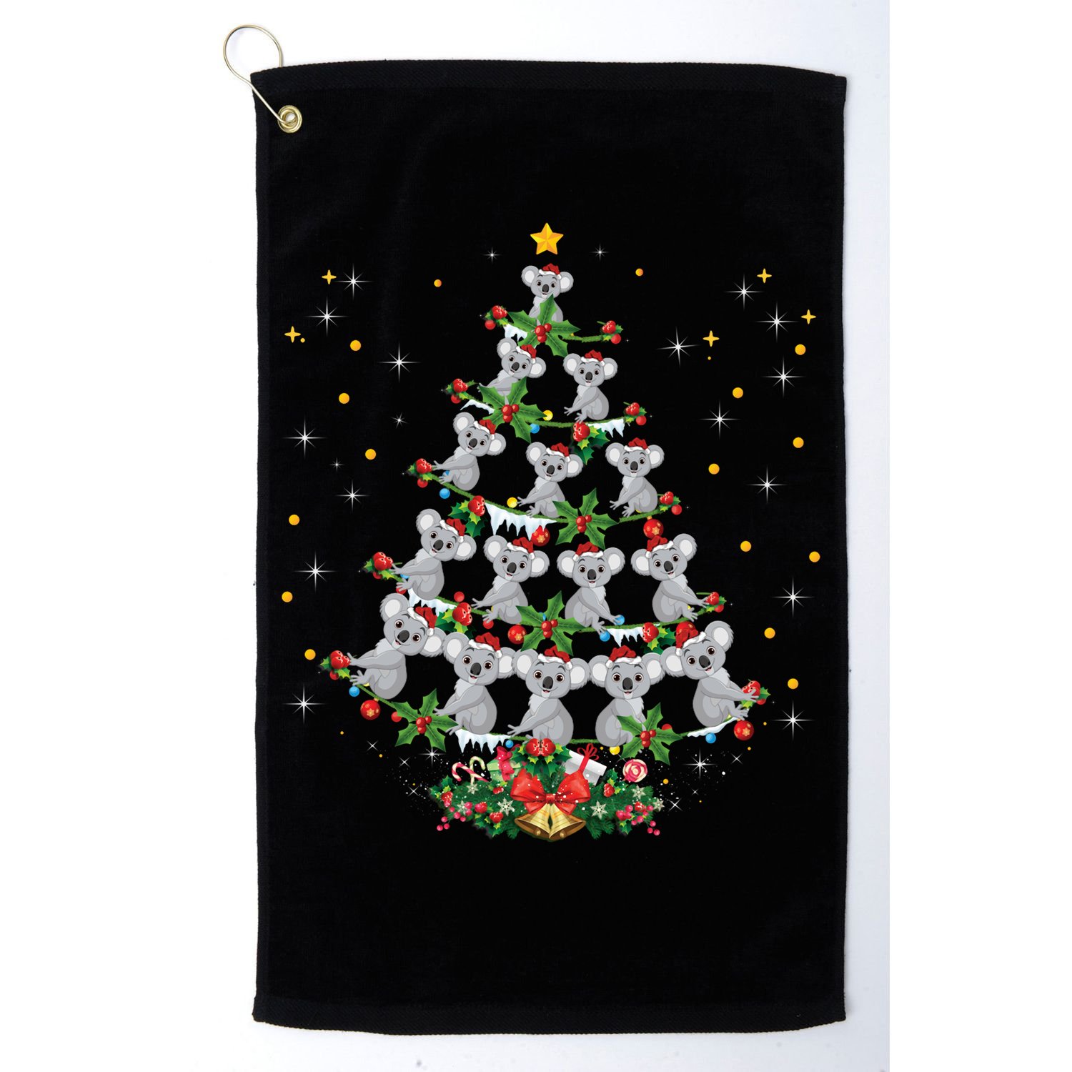 Funny Santa Koala Xmas Gift Koala Christmas Tree Long Sleeve Golf Towel
