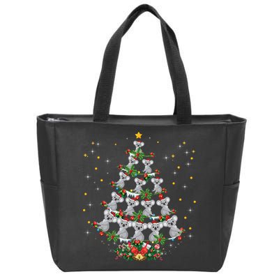 Funny Santa Koala Xmas Gift Koala Christmas Tree Long Sleeve Zip Tote Bag