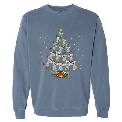 Funny Santa Koala Xmas Gift Koala Christmas Tree Long Sleeve Garment-Dyed Sweatshirt