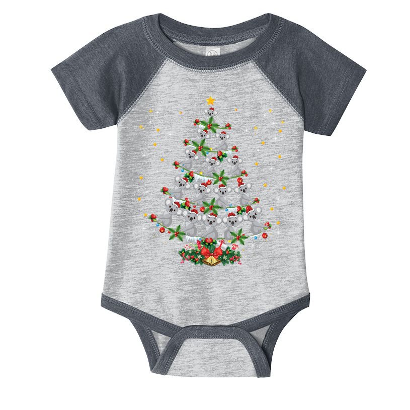Funny Santa Koala Xmas Gift Koala Christmas Tree Long Sleeve Infant Baby Jersey Bodysuit
