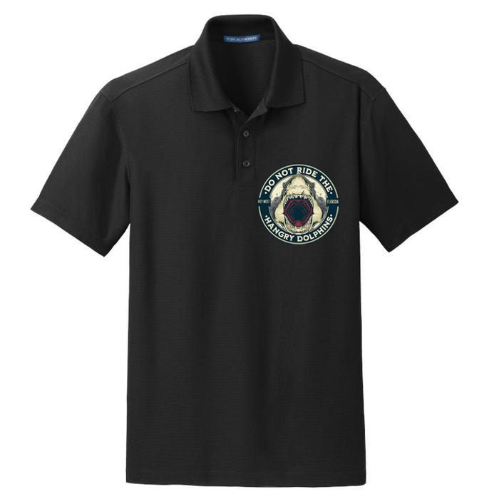 Funny Shark Key West Florida Do Not Ride The Hangry Dolphins Dry Zone Grid Polo