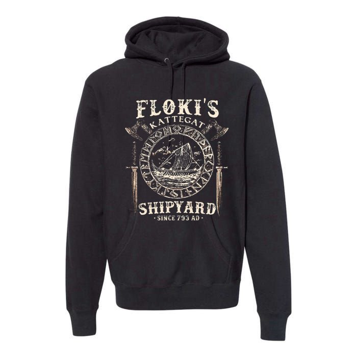 Flokis Shipyard Kattegat Viking Ship And Sword Gift Premium Hoodie