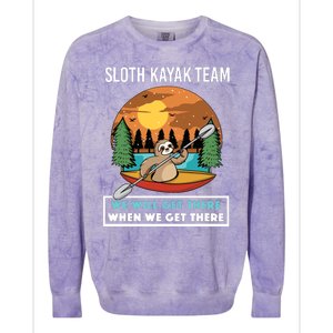 Funny Sloth Kayaking Art Fo Kayaker Crew Colorblast Crewneck Sweatshirt