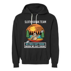 Funny Sloth Kayaking Art Fo Kayaker Crew Garment-Dyed Fleece Hoodie