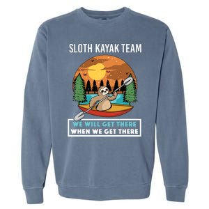 Funny Sloth Kayaking Art Fo Kayaker Crew Garment-Dyed Sweatshirt