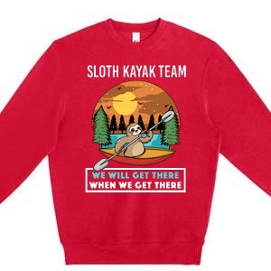 Funny Sloth Kayaking Art Fo Kayaker Crew Premium Crewneck Sweatshirt