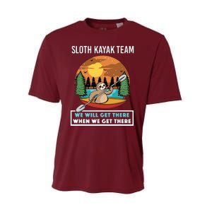 Funny Sloth Kayaking Art Fo Kayaker Crew Performance Sprint T-Shirt