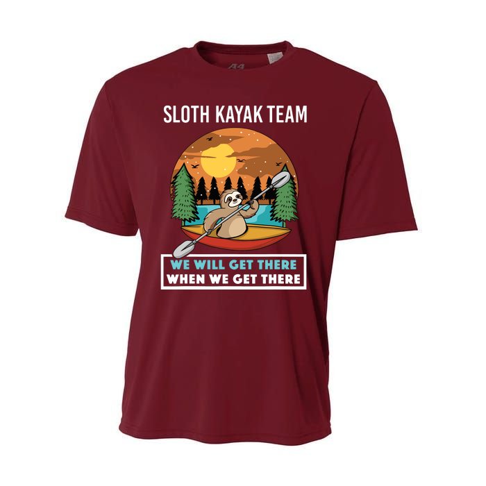 Funny Sloth Kayaking Art Fo Kayaker Crew Performance Sprint T-Shirt