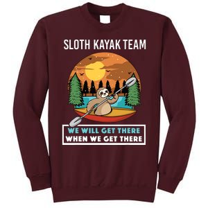 Funny Sloth Kayaking Art Fo Kayaker Crew Tall Sweatshirt