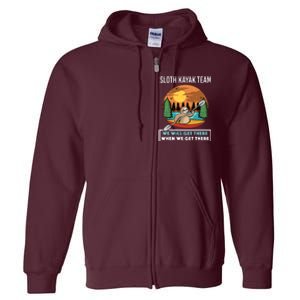 Funny Sloth Kayaking Art Fo Kayaker Crew Full Zip Hoodie