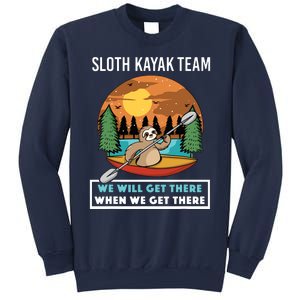 Funny Sloth Kayaking Art Fo Kayaker Crew Sweatshirt