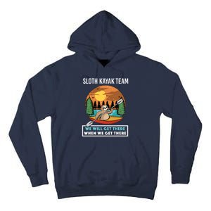 Funny Sloth Kayaking Art Fo Kayaker Crew Tall Hoodie