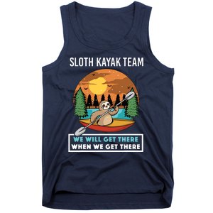 Funny Sloth Kayaking Art Fo Kayaker Crew Tank Top