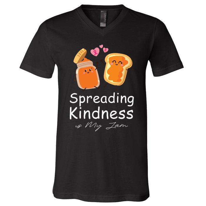 Funny Spreading Kindness Is My Jam Orange Unity Day V-Neck T-Shirt