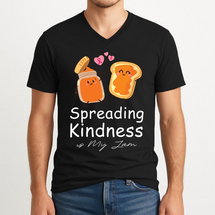 Funny Spreading Kindness Is My Jam Orange Unity Day V-Neck T-Shirt