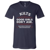 Funny Scottish Kilts Good Girl Don't Ask Scotland V-Neck T-Shirt