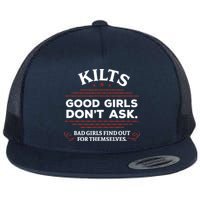 Funny Scottish Kilts Good Girl Don't Ask Scotland Flat Bill Trucker Hat