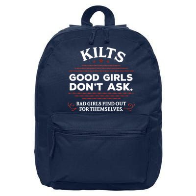 Funny Scottish Kilts Good Girl Don't Ask Scotland 16 in Basic Backpack