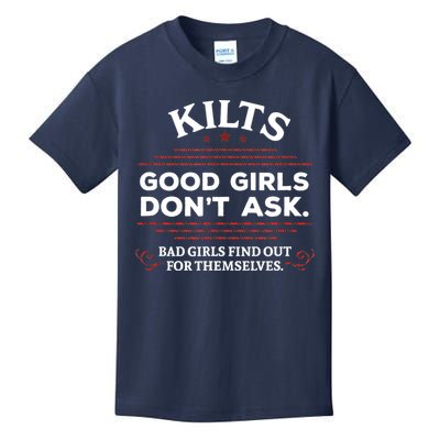 Funny Scottish Kilts Good Girl Don't Ask Scotland Kids T-Shirt