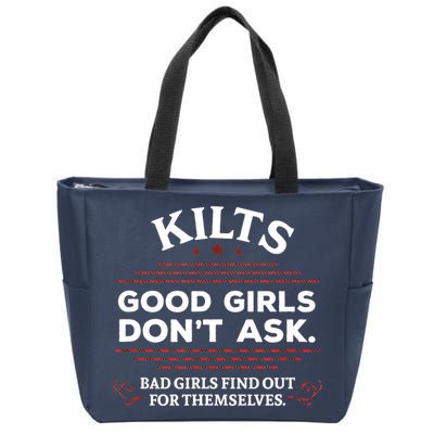 Funny Scottish Kilts Good Girl Don't Ask Scotland Zip Tote Bag