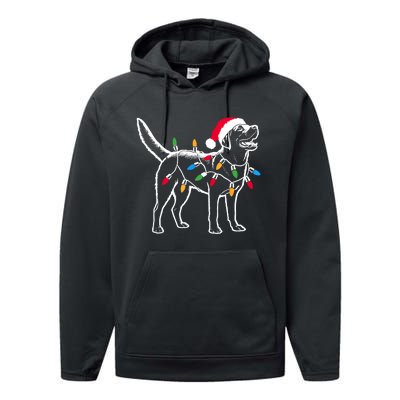 Funny Santa Labrador Retriever Christmas Lights Dog Lover Performance Fleece Hoodie