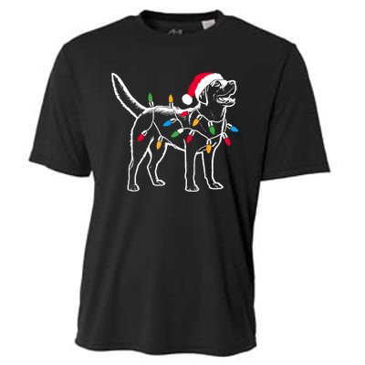 Funny Santa Labrador Retriever Christmas Lights Dog Lover Cooling Performance Crew T-Shirt