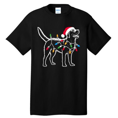 Funny Santa Labrador Retriever Christmas Lights Dog Lover Tall T-Shirt