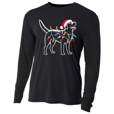 Funny Santa Labrador Retriever Christmas Lights Dog Lover Cooling Performance Long Sleeve Crew