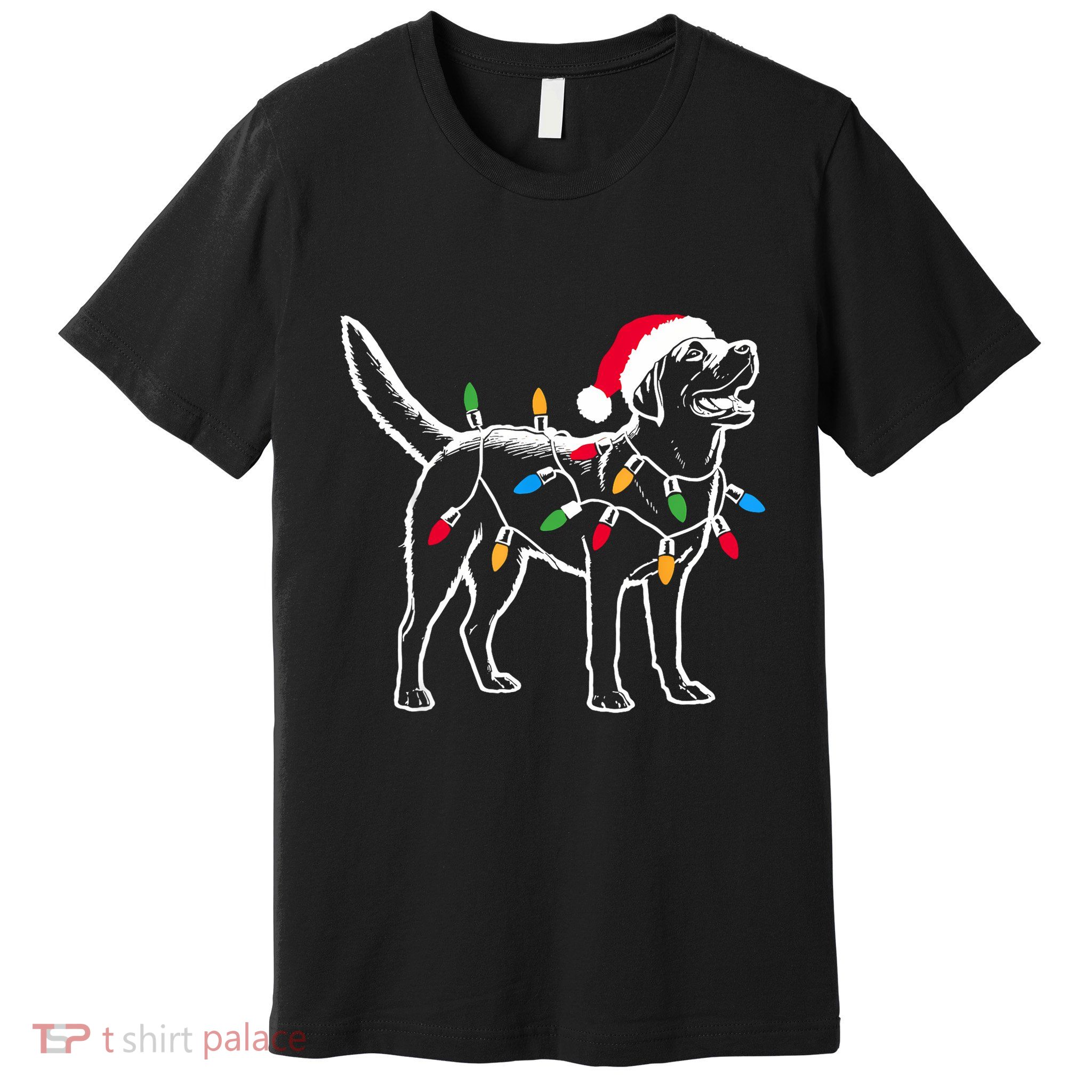 Funny Santa Labrador Retriever Christmas Lights Dog Lover Premium T-Shirt