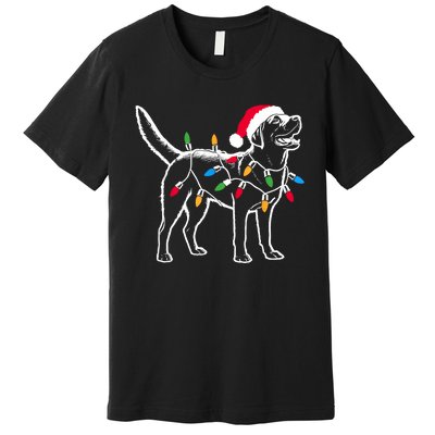 Funny Santa Labrador Retriever Christmas Lights Dog Lover Premium T-Shirt