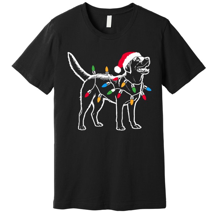 Funny Santa Labrador Retriever Christmas Lights Dog Lover Premium T-Shirt