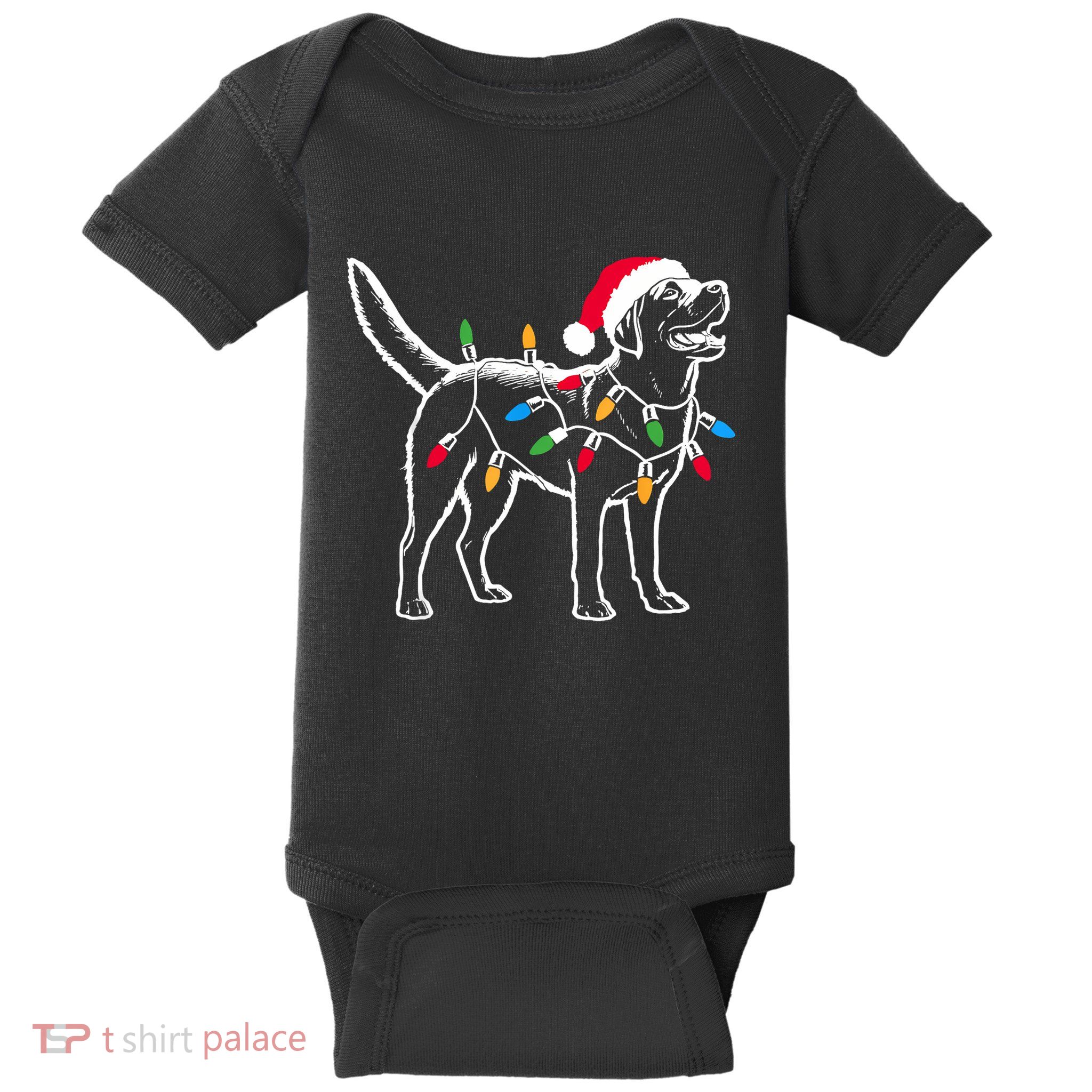Funny Santa Labrador Retriever Christmas Lights Dog Lover Baby Bodysuit