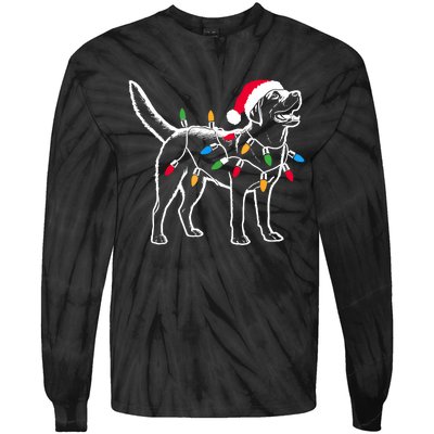 Funny Santa Labrador Retriever Christmas Lights Dog Lover Tie-Dye Long Sleeve Shirt