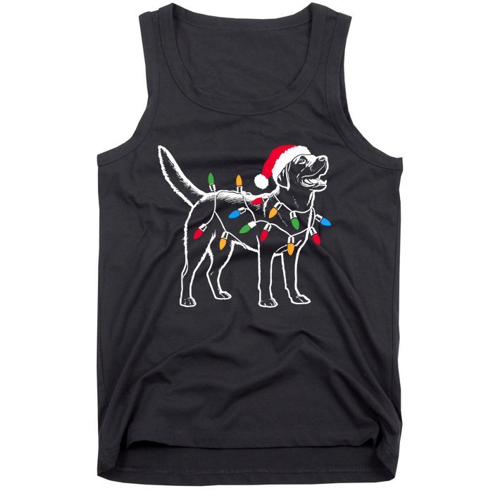 Funny Santa Labrador Retriever Christmas Lights Dog Lover Tank Top