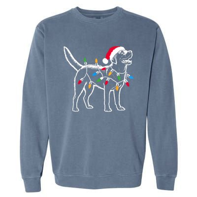 Funny Santa Labrador Retriever Christmas Lights Dog Lover Garment-Dyed Sweatshirt