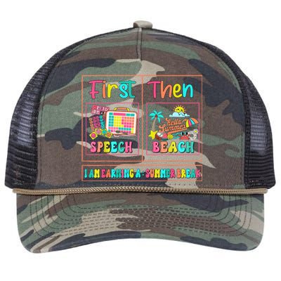 First Speech Language Pathologist Therapy Then Summer Break Gift Retro Rope Trucker Hat Cap