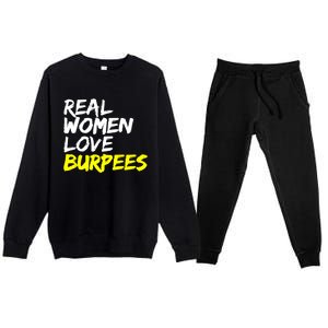 Fitness Saying Ladies Design Love Burpees Gift Premium Crewneck Sweatsuit Set