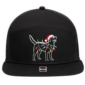 Funny Santa Labrador Retriever Christmas Lights Dog Lover 7 Panel Mesh Trucker Snapback Hat