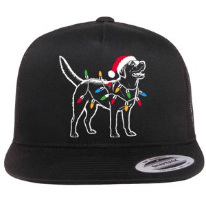 Funny Santa Labrador Retriever Christmas Lights Dog Lover Flat Bill Trucker Hat