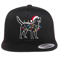 Funny Santa Labrador Retriever Christmas Lights Dog Lover Flat Bill Trucker Hat