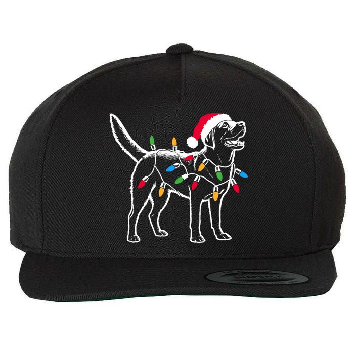 Funny Santa Labrador Retriever Christmas Lights Dog Lover Wool Snapback Cap