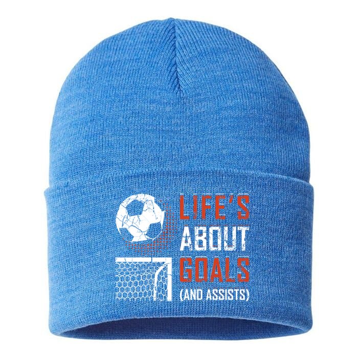 Funny Soccer Lover Girl Boy Teen Soccer Player Fans Coaches Gift Sustainable Knit Beanie