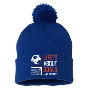 Funny Soccer Lover Girl Boy Teen Soccer Player Fans Coaches Gift Pom Pom 12in Knit Beanie