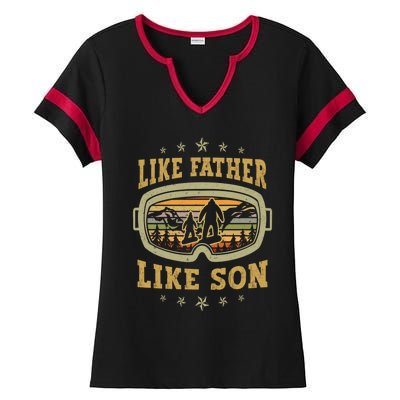 Funny Snowboarding Like Father Like Son Retro Snowboarders Gift Ladies Halftime Notch Neck Tee