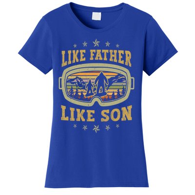 Funny Snowboarding Like Father Like Son Retro Snowboarders Gift Women's T-Shirt